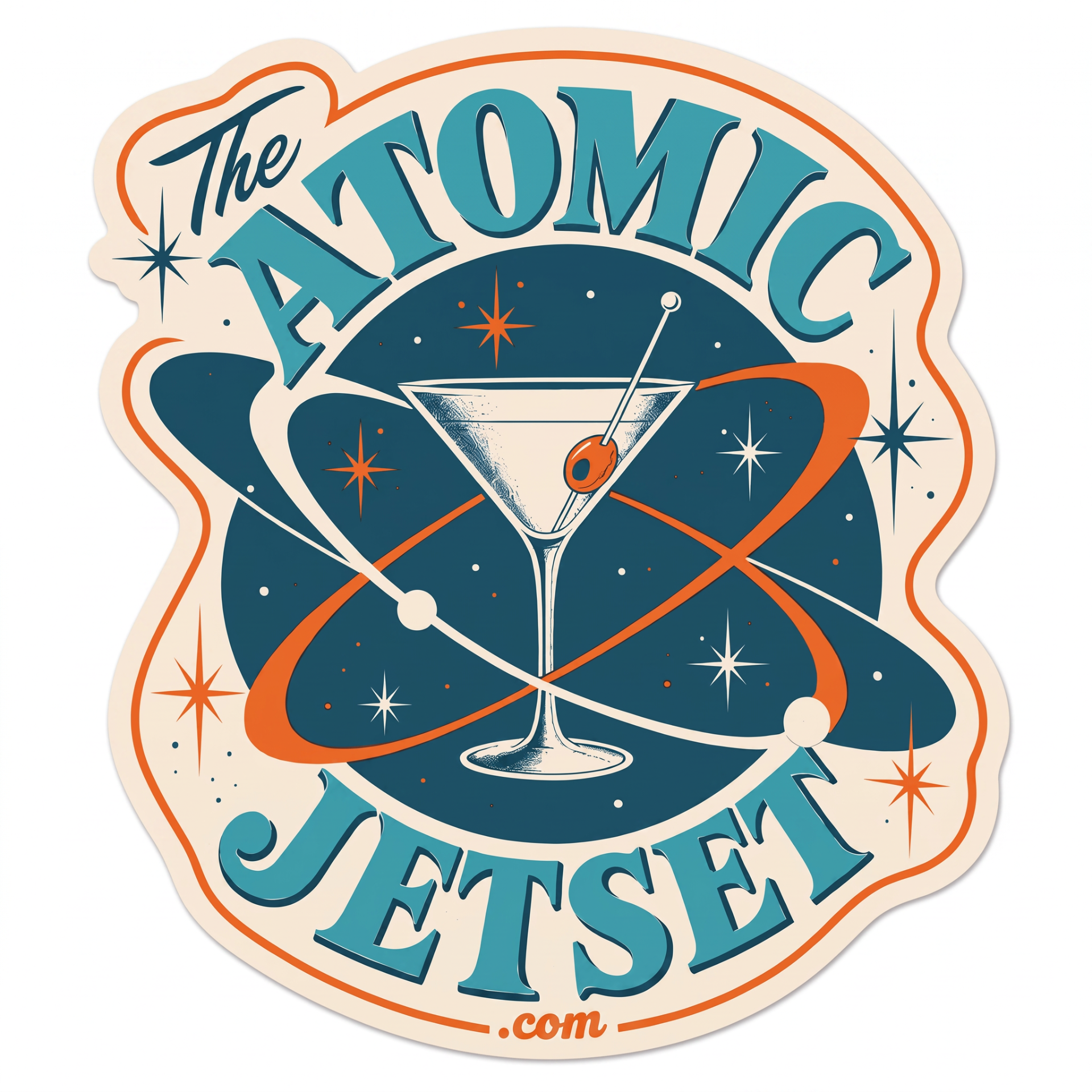 The Atomic Jetset die-cut sticker